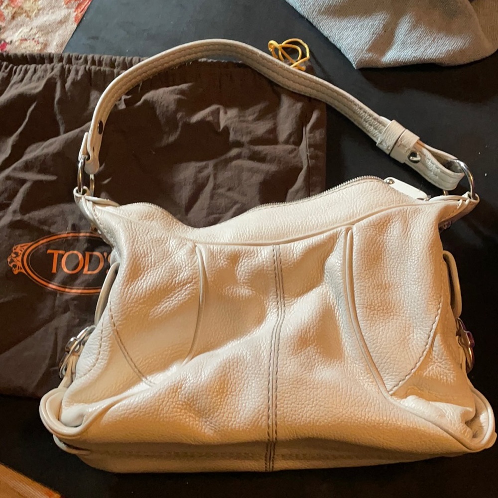 TODS cream leather shoulder bag- rarely used
